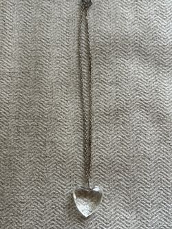 Silver Chain Necklace with Crystal Heart Pendant