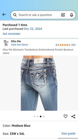 Miss Me Tombstone Embroidered Pocket Boot Cut Jeans 