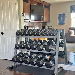 Hex Dumbbells With Rack 
