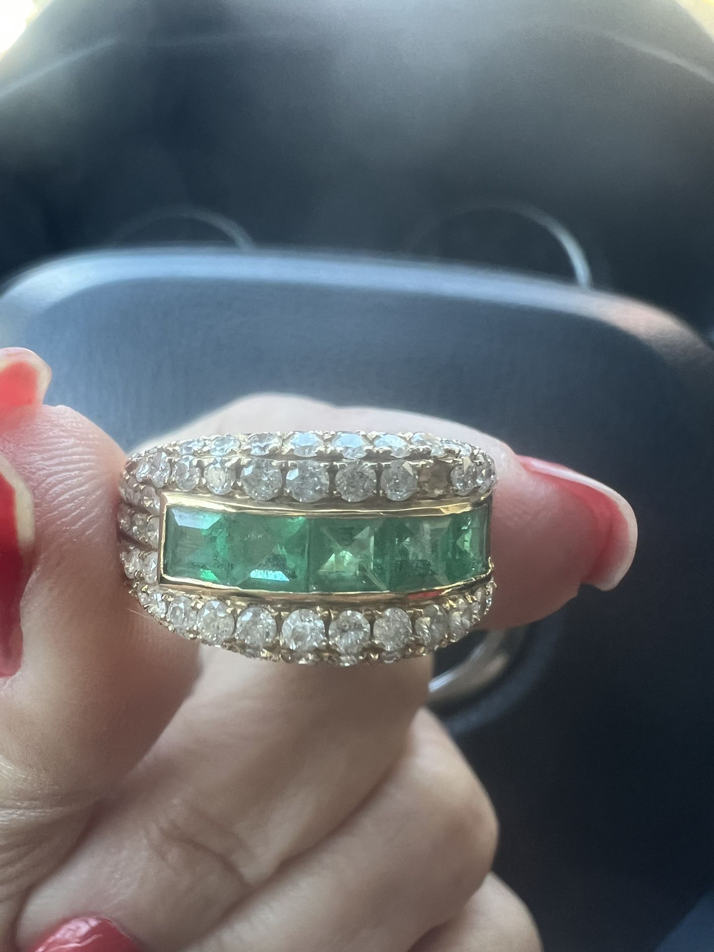 Gold Emeralds And Diamonds Rings For Lady