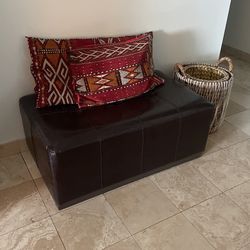 West Elm Leather Rectangular Pouf