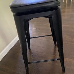 2 Black Industrial Stools With Cushion