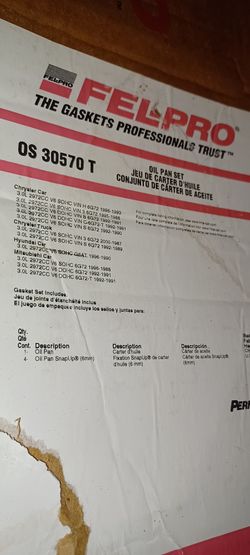 brand new oil pan gasket for chrystler car truck hyundai & mitsubishi v6 vans