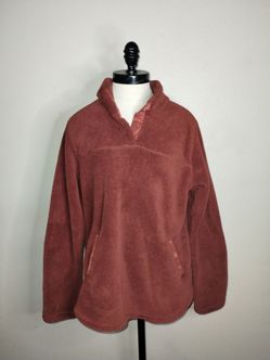 Tread & Supply Women’s  Orange Rust Sherpa Pullover size Medium Fall Winter