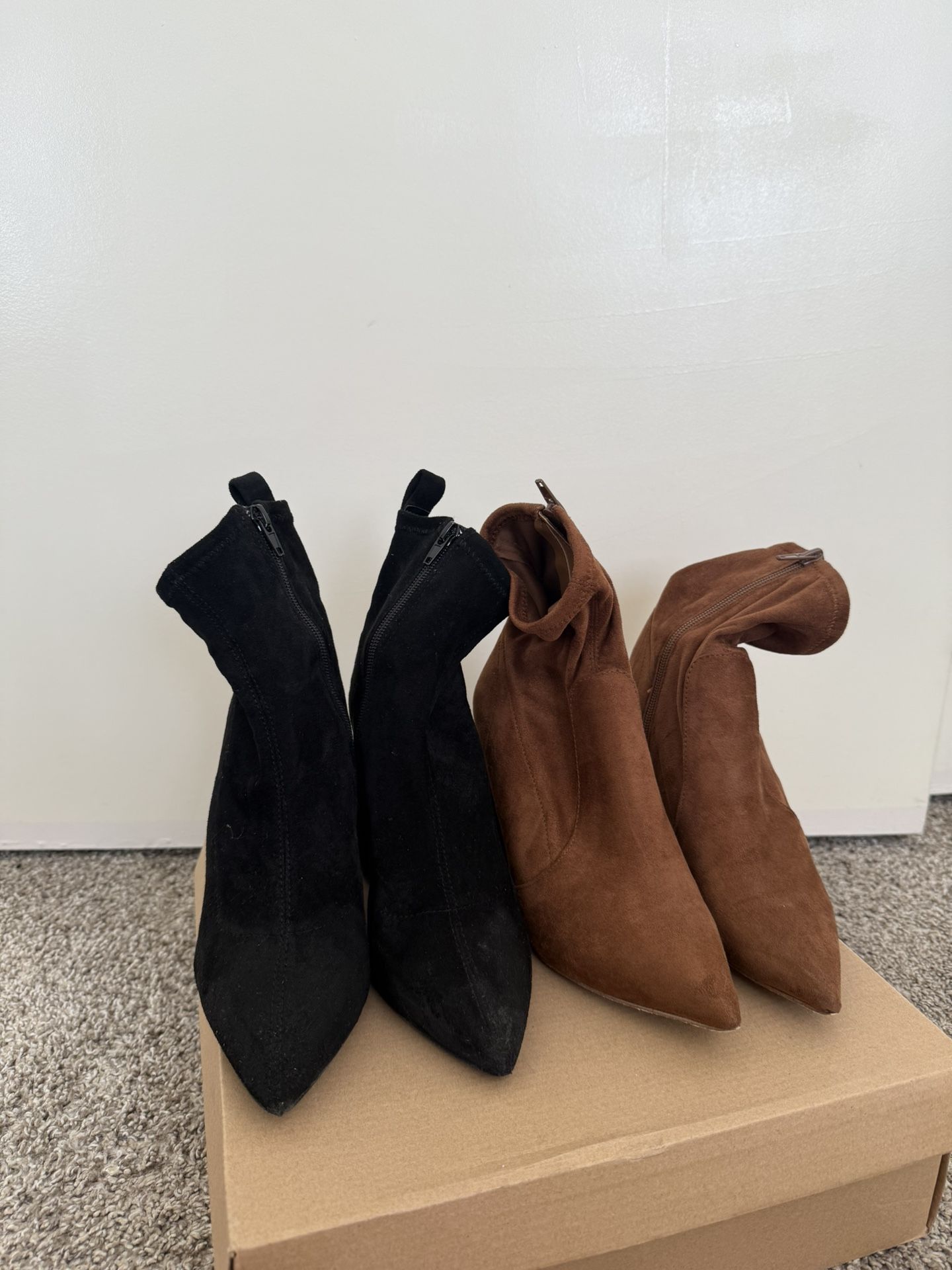 Steve Madden Falona Faux Suede Sock Booties Block Heel