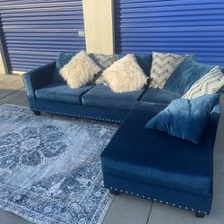 Sectional Blue Sofa Couch Delivery Available 
