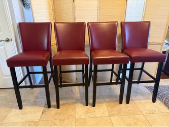 Set of 4 Dark Red Barstools