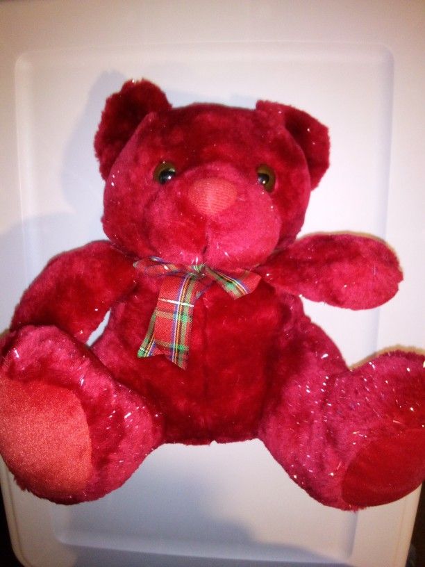 Red With Tensile Teddy Bear
