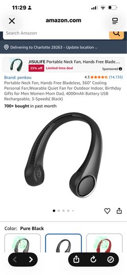 penkou Portable Neck Fan, Hands Free Bladeless, 360 Cooling Personal Fan
