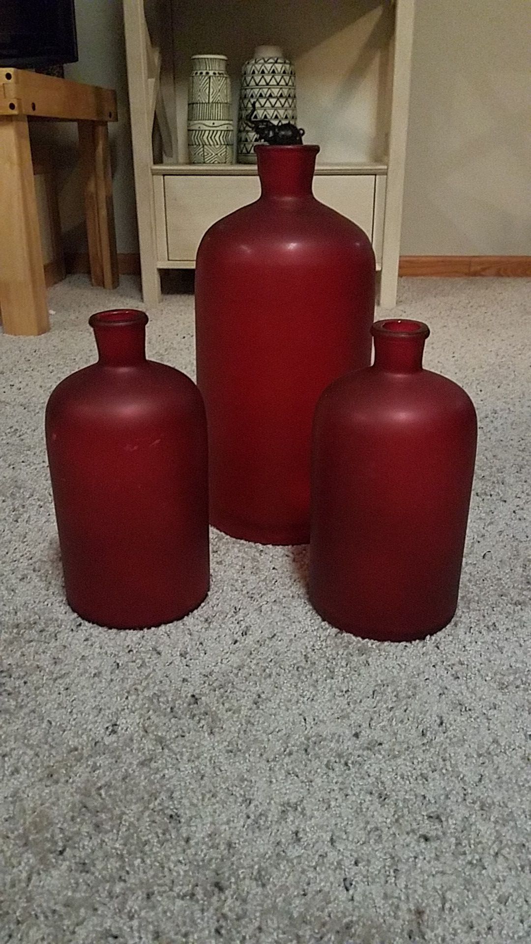3 Sullivan Red Glass Jars