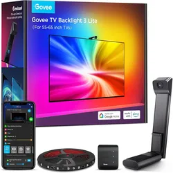 Govee TV Backlight 3 Lite, 11.8ft LED Strip Lights Sync with 55-65 Inch TVs

Upgraded Camera with Fish-Eye Correction Function, RGBICW Screen Sync Lig
