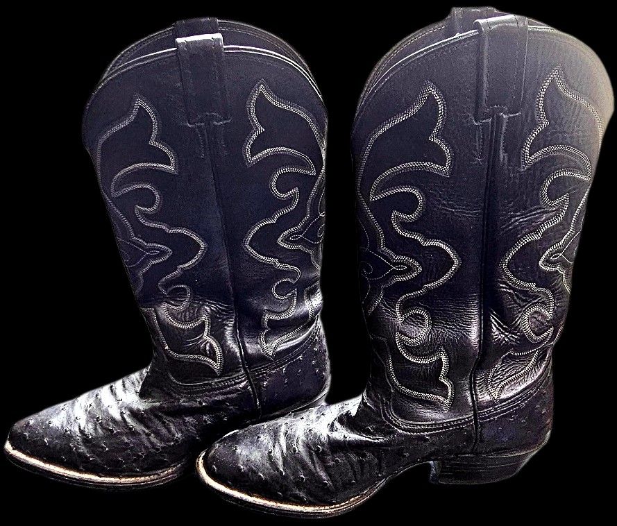 Larry Mahan Genuine Ostrich Full Quil Boots