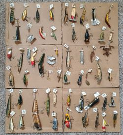 54 Vintage Fishing Lures Collection Only $250 - If you Know your fishing lures you know the bargain. 54 FISHING LURES Vintage Collection Includes bass