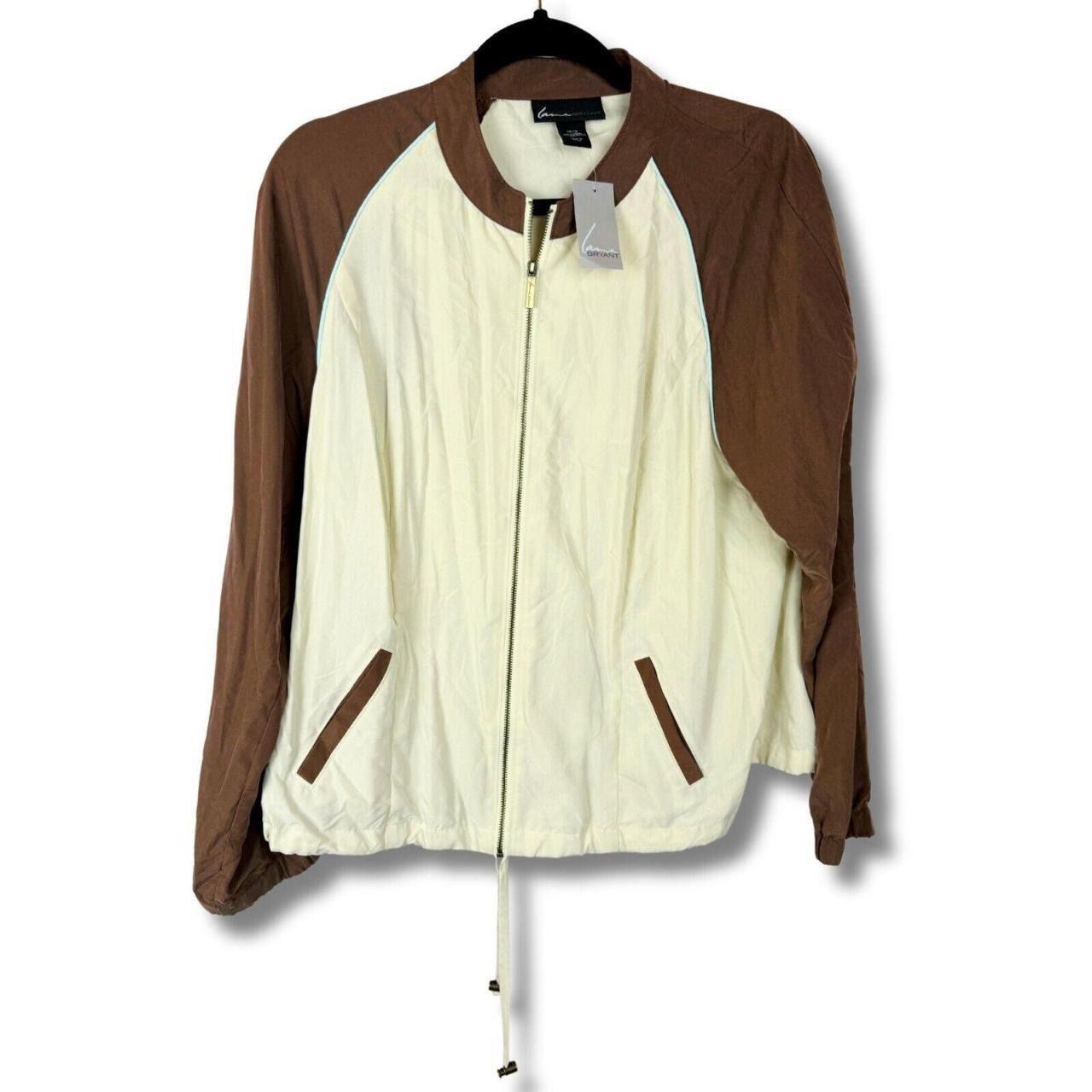 Lane Bryant Cream Brown Zip Up Jacket Size 14/16 New with Tag FLAW READ