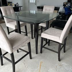 4 Seat Glass Table Top Dining Set 