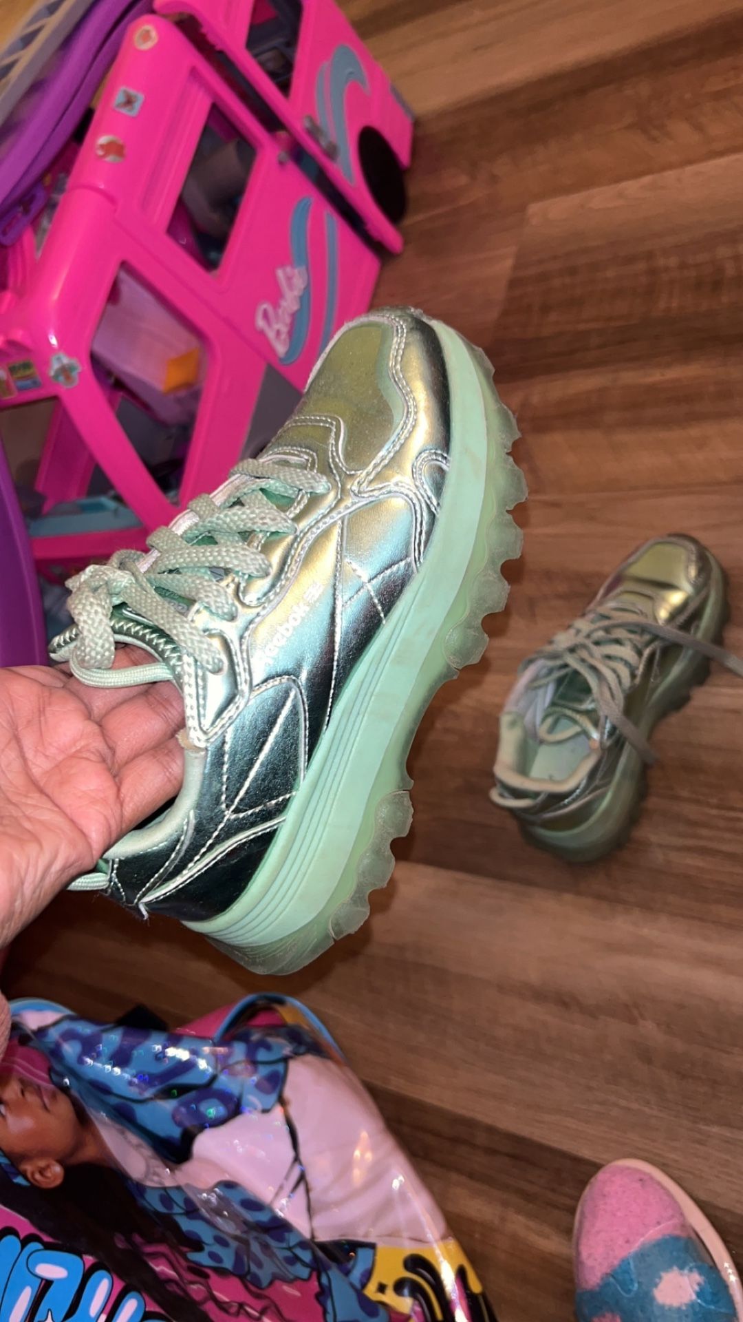 Girls Cardi B Metallic Green Reebok