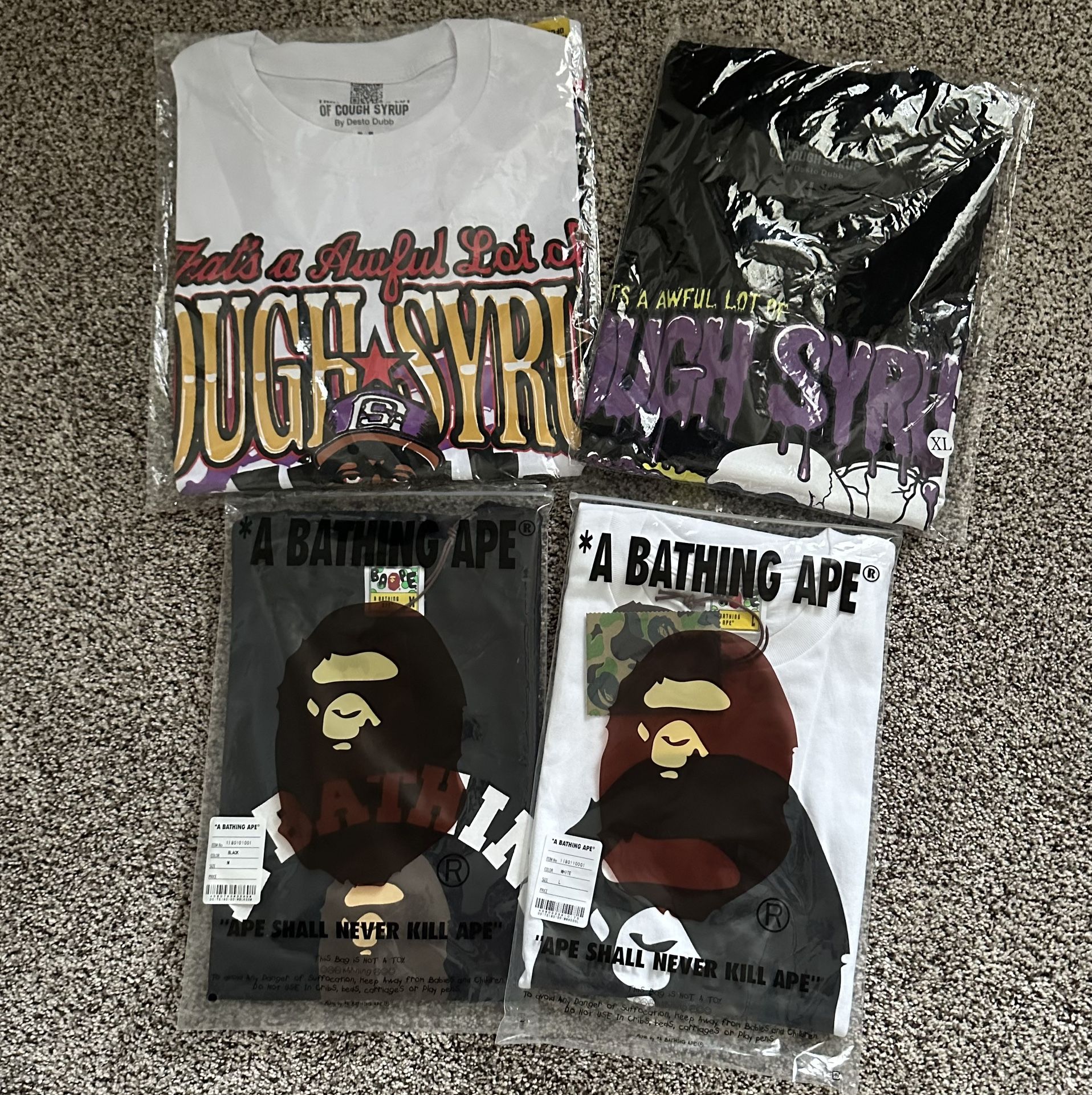 Alocs T Shirts Size M, XL‼️Bape T Shirts Size M, L‼️