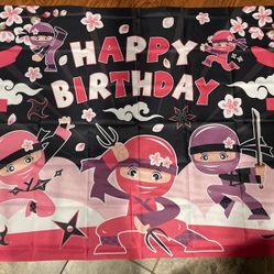 Ninja Girls Birthday Banner