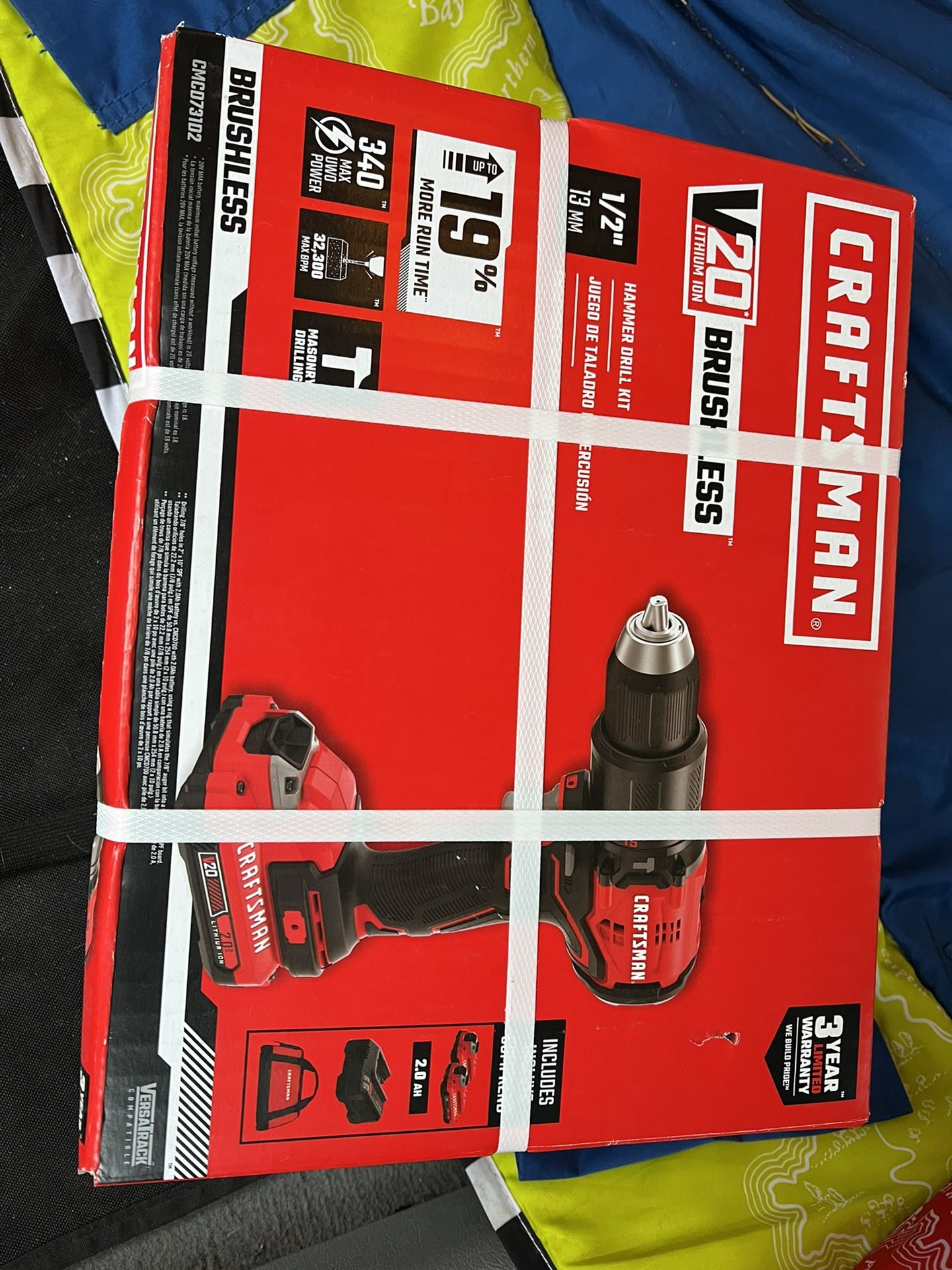 hammer drill kit 2 batteries and charger brushless craftsman NEW