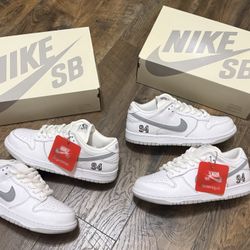 White Supreme SB Dunk Lows