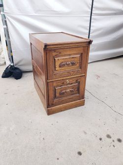 Vintage Wood File Cabinet With Lock