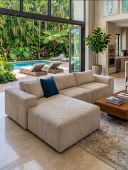 Corduroy "Cloud" Sectional - FREE DELIVERY