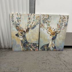 Pair Of Dear Paintings  