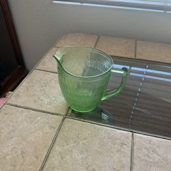 Vintage green glass pitcher