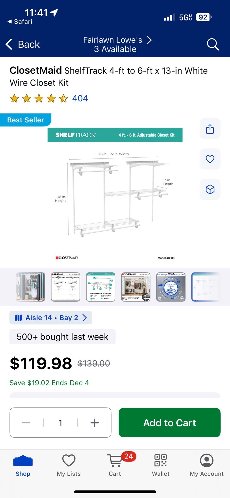 Closetmaid Closet Organizer