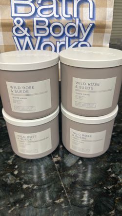 Bath and Body Works/White Barn  WILD ROSE & SUEDE  Candles x 4