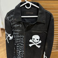 Custom Made Thursday Boot Company Black Leather Jacket Size Large 