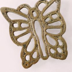 Vintage MCM Brass Butterfly Tile Trivet
