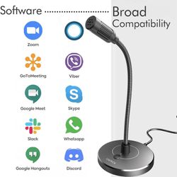USB Computer Microphone, Noise-Cancelling Recording Desktop Mic for PC/Laptop for Online Chat
