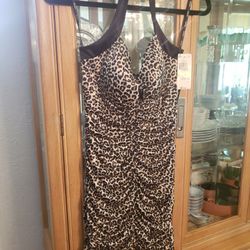 SEXY HALTER STYLE CHEETAH DRESS