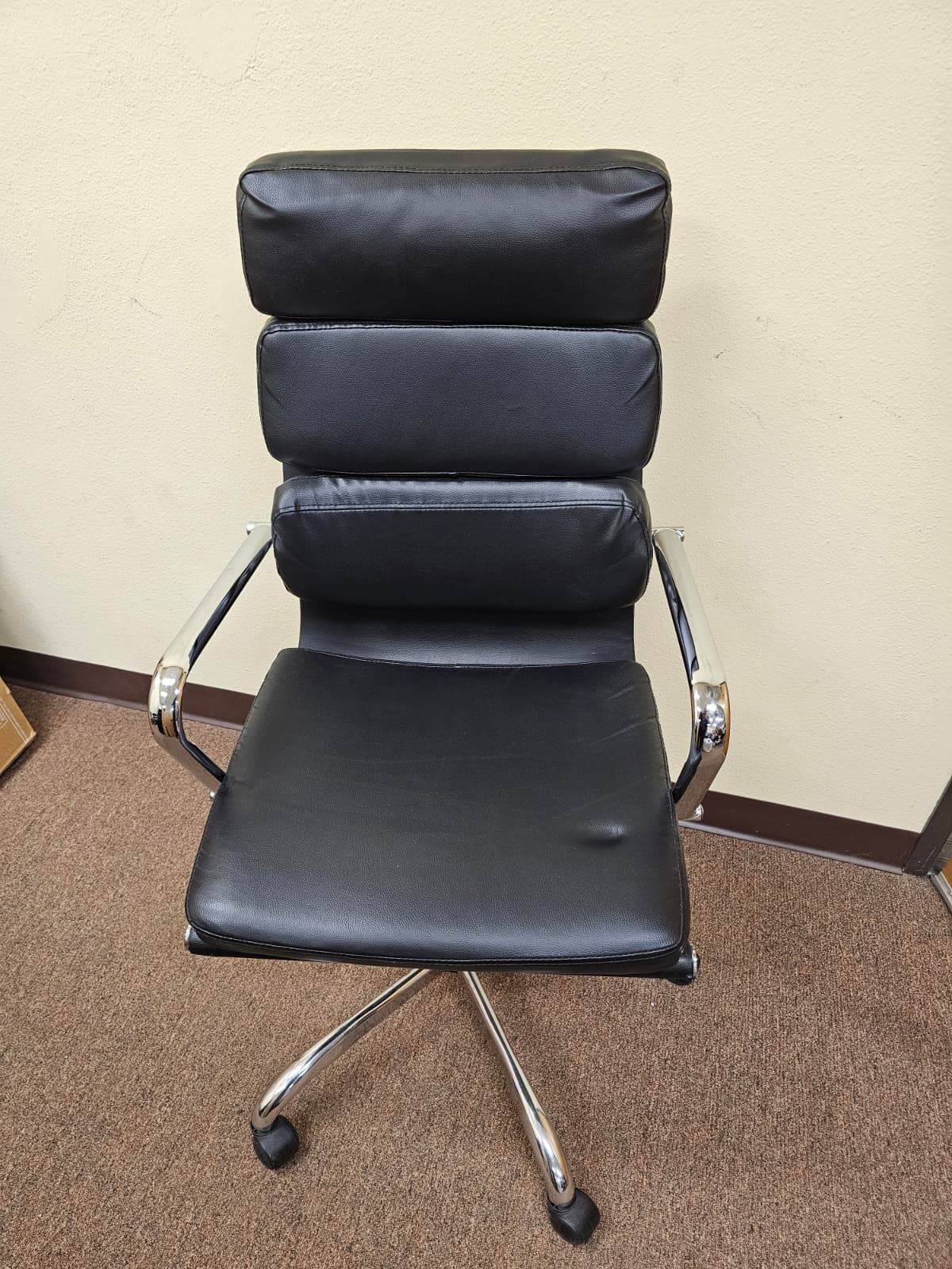 Black Faux Leather High Back Rolling Office Chair