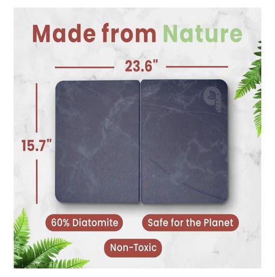 Birch Basil Stone Drying Mat for Kitchen Counter Or Shower Mat