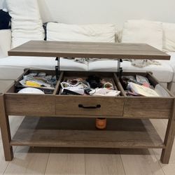 Lift-Top Coffee Table with Storage Drawers