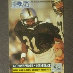 1991 Pro Set World Leauge Anthony Parker New York-New Jersey Knights #20 Football Card Vintage Collectible Sports NFL