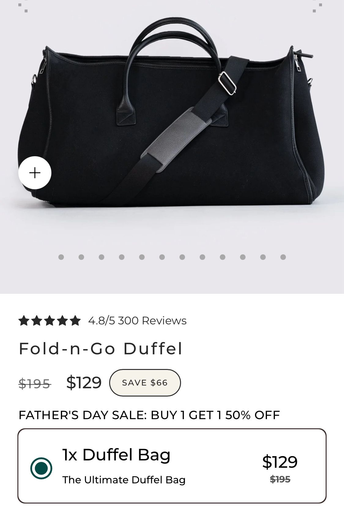 2-in-1 Vegan Leather Duffel Bag – Folds flat into a garment bag. Features 5 pockets, detachable shoulder strap, and holds enough for 3–7 day trips