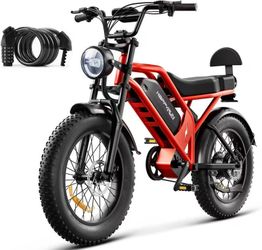 Happyrun G52 750W Electric Bike for Adults, 1500W Peak, 48V 18Ah Battery, 32MPH Max Speed, 68 Mile Range, 20"x4" Fat Tire E-Bike