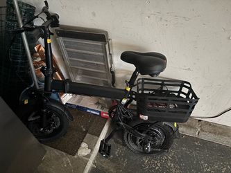 Black Folding Electric Bike with Front Basket