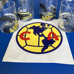 4 Club America Soccer Glasses 