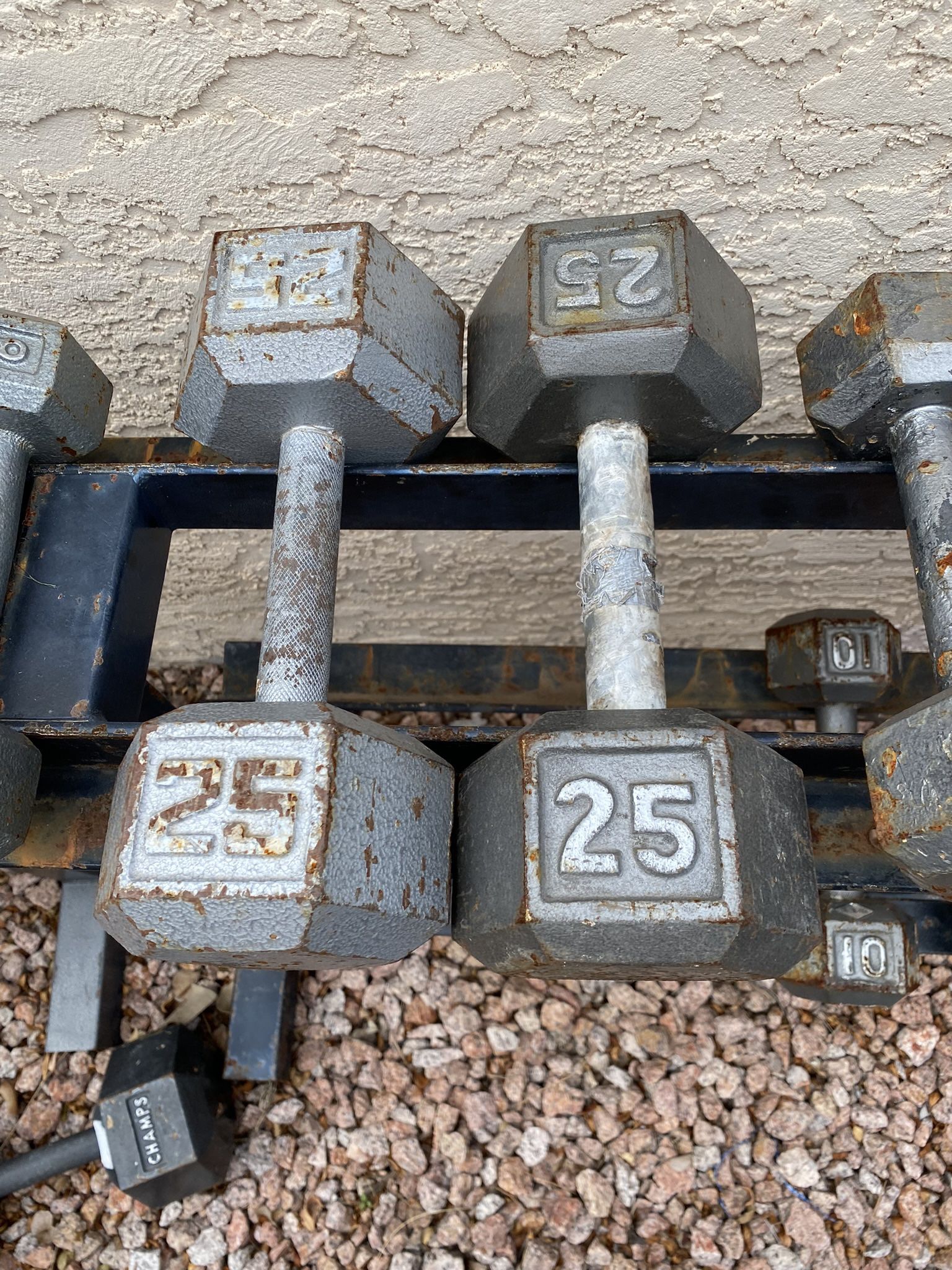 25lb Hex Iron Dumbbell Set Weights 