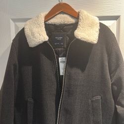 BNWT Grey Abercrombie & Fitch Wool Bomber Jacket 
