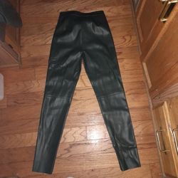 Dark Green Faux Leather Pants