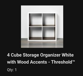 Targey Threshold 4-Cube Storage Organizer White with Wood Accents
