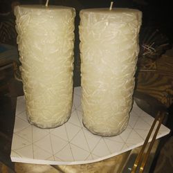 2 Brand New Ex Larg 14inht Heaven Tree Company White Decrative Candle Set 10 Firm