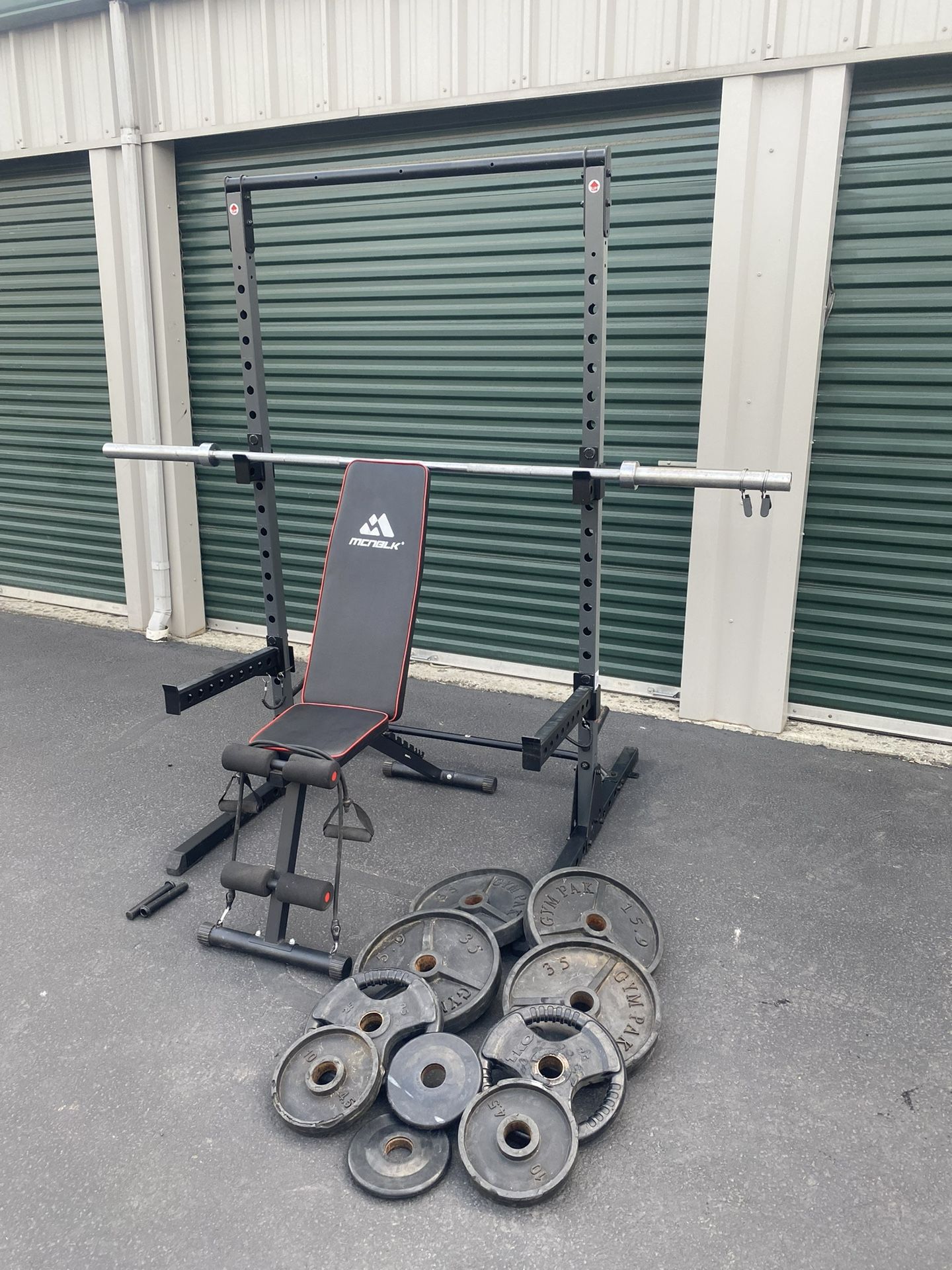 Squat Rack With Weight Bench Weights Bar