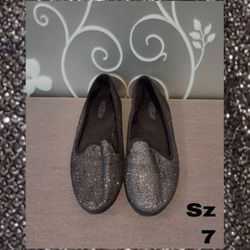 WOMENS BLACK SPARKLE BALLET FLATS SHOES SIZE 7
