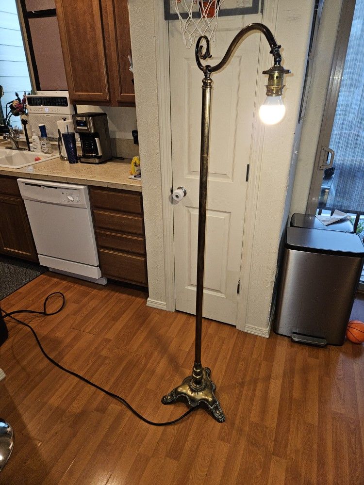 vintage antique brass gentleman's reading floor lamp by GEBR. KAISER & CO